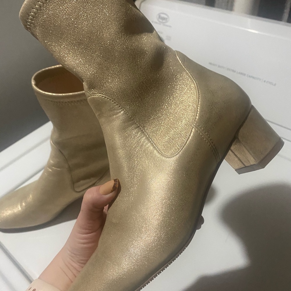 Rose Gold Suede Ankle Boots